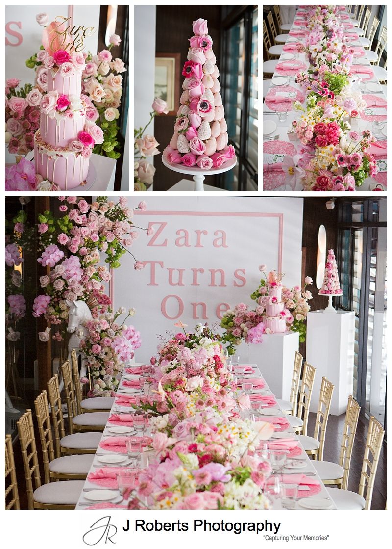 First Birthday Party Photography Sydney Zara Turns One at Otto Ristorante Wolloomooloo with beautiful pink floral theming
